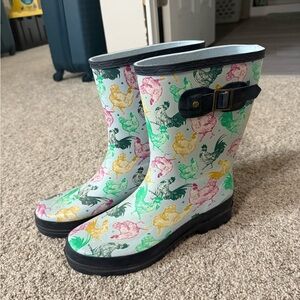 Colorful Chicken Print Rain Boots